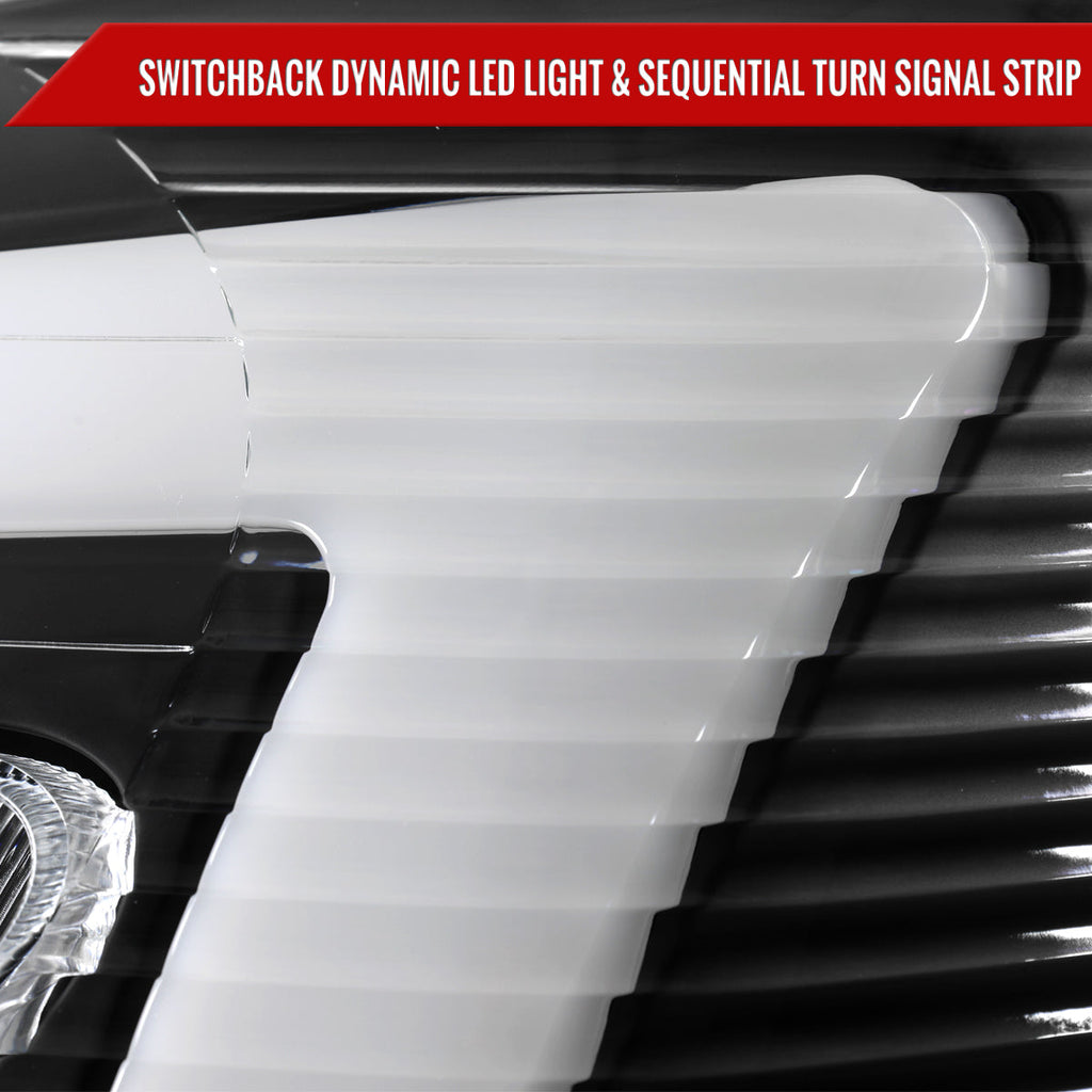2005-2009 Chevy Equinox Factory Style Headlights with Sequential Switchback LED Bar Turn Signal (Matte Black Housing / Clear Lens)