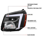 2005-2009 Chevy Equinox Factory Style Headlights with Sequential Switchback LED Bar Turn Signal (Matte Black Housing / Clear Lens)
