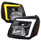 2005-2009 Chevy Equinox Factory Style Headlights with Sequential Switchback LED Bar Turn Signal (Matte Black Housing / Clear Lens)