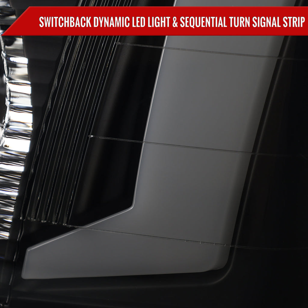 2005-2009 Chevy Equinox Factory Style Headlights with Sequential Switchback LED Bar Turn Signal (Matte Black Housing / Smoked Lens)