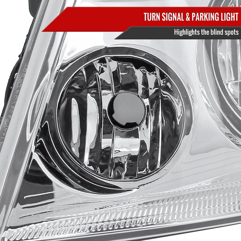 2004-2008 Ford F-150/ 2006-2008 Lincoln Mark LT Replacement Crystal Headlights w/ Amber Reflector (Chrome Housing/Clear Lens)