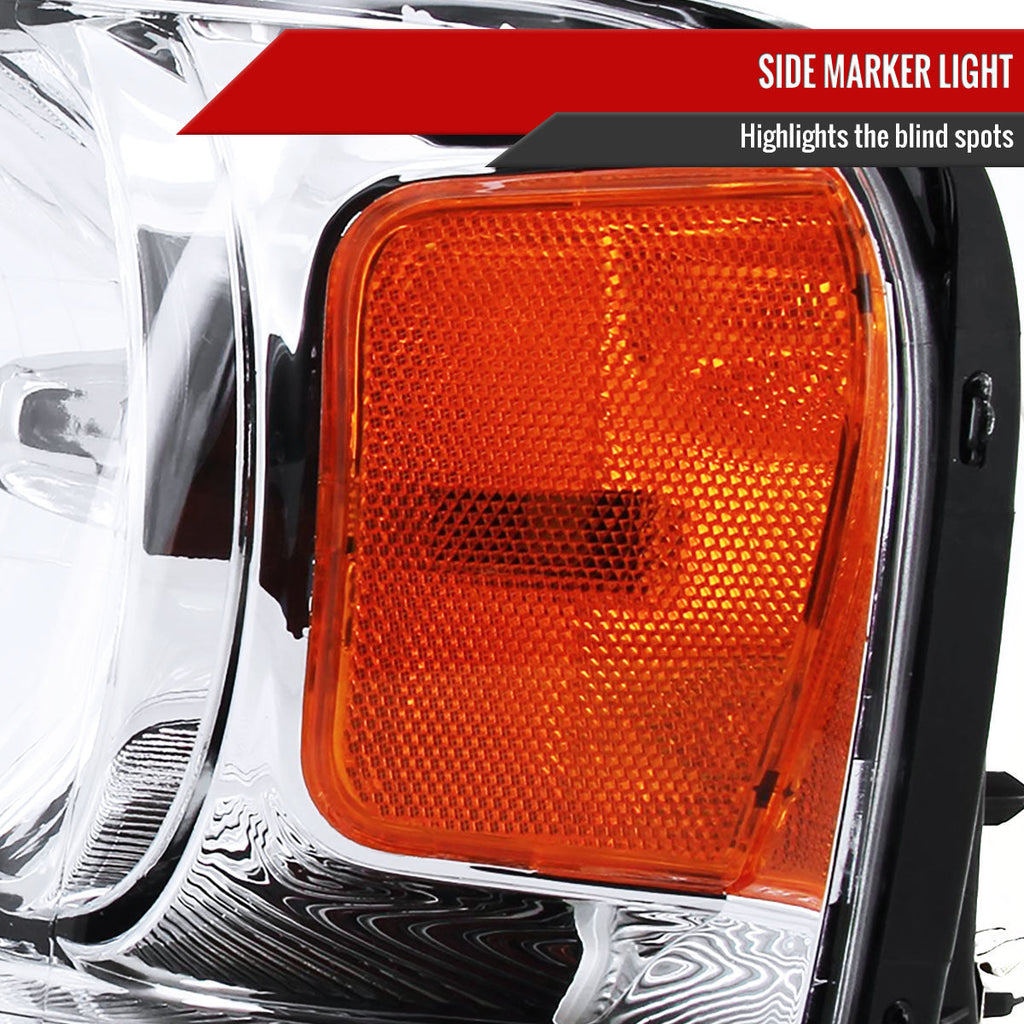 2004-2008 Ford F-150/ 2006-2008 Lincoln Mark LT Replacement Crystal Headlights w/ Amber Reflector (Chrome Housing/Clear Lens)