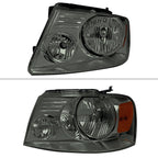 2004-2008 Ford F-150/2006-2008 Lincoln Mark LT Factory Style Headlights w/ Amber Reflector (Chrome Housing/Light Smoked Lens)