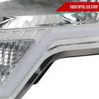 2009-2014 Ford F-150 LED Bar Factory Style Headlights with Amber Reflectors (Chrome Housing/Clear Lens)