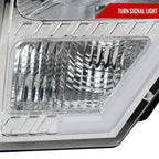 2009-2014 Ford F-150 LED Bar Factory Style Headlights with Amber Reflectors (Chrome Housing/Clear Lens)