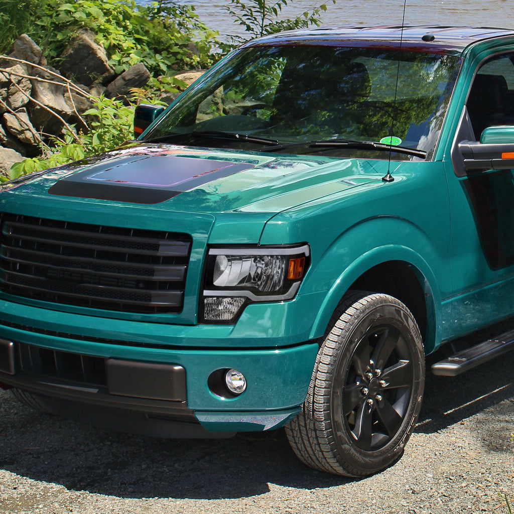 2009-2014 Ford F-150 LED Tube Factory Style Headlights (Matte Black Housing/Clear Lens)