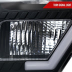 2009-2014 Ford F-150 LED Bar Factory Style Headlights with Amber Reflectors (Matte Black Housing/Clear Lens)