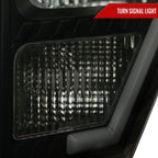 2009-2014 Ford F-150 LED Bar Factory Style Headlights with Amber Reflectors (Black Housing/Smoked Lens)