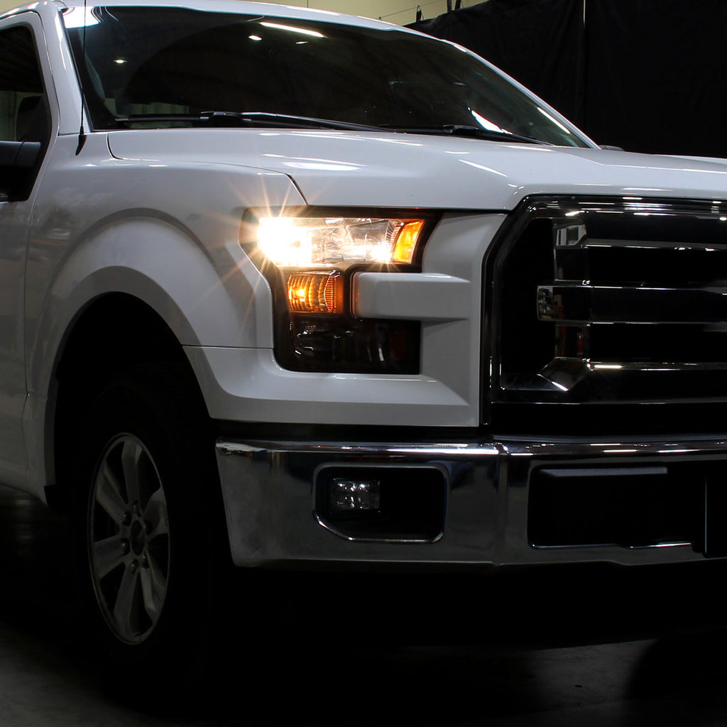 2015-2017 Ford F-150 Replacement Factory Style Headlights (Matte Black Housing/Clear Lens)