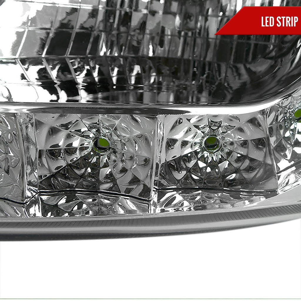 1997-2004 Ford F-150/Expedition Factory Style Crystal Headlights w/ SMD LED Light Strip (Chrome Housing/Clear Lens)