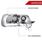 1997-2004 Ford F-150/Expedition Factory Style Crystal Headlights w/ SMD LED Light Strip (Chrome Housing/Clear Lens)