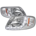 1997-2004 Ford F-150/Expedition Factory Style Crystal Headlights w/ SMD LED Light Strip (Chrome Housing/Clear Lens)