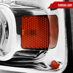 2005-2007 Ford F-250/F-350/F-450/F-550/Excursion Crystal Headlights w/ SMD LED Light Strip (Chrome Housing/Clear Lens)