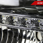 2005-2007 Ford F-250/F-350/F-450/F-550/Excursion Crystal Headlights w/ SMD LED Light Strip (Chrome Housing/Clear Lens)