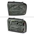 2005-2007 Ford F-250/F-350/F-450/F-550/Excursion Crystal Headlights (Chrome Housing/Somke Lens)