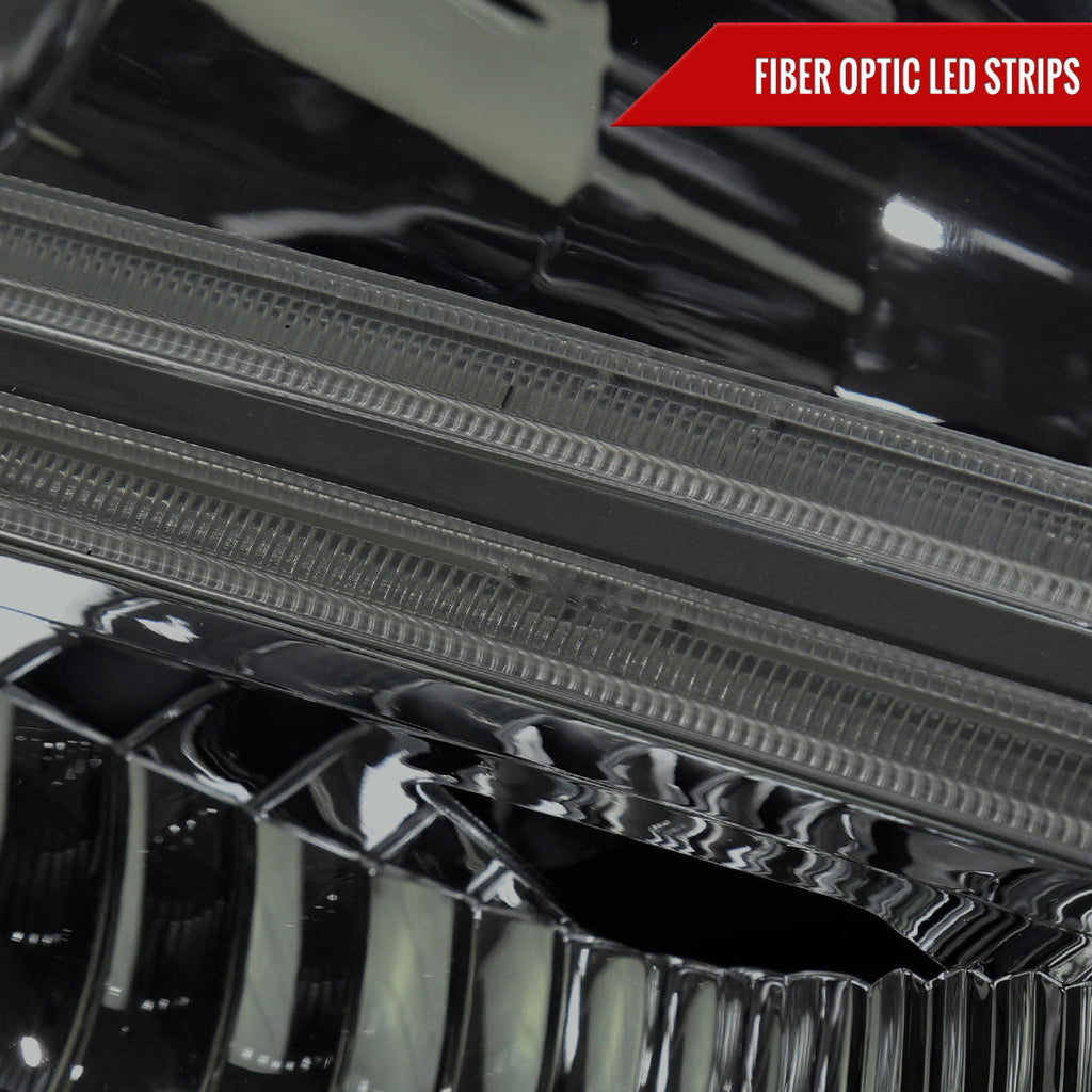 2005-2007 Ford F-250/F-350/F-450/F-550 Super Duty Dual LED C-Bar Factory Style Headlights (Chrome Housing/Smoked Lens)