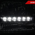 2005-2007 Ford F-250/F-350/F-450/F-550/Excursion Crystal Headlights w/ SMD LED Light Strip (Chrome Housing/Smoked Lens)