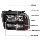 2005-2007 Ford F-250/F-350/F-450/F-550/Excursion Crystal Headlights w/ SMD LED Light Strip (Matte Black Housing/Clear Lens)