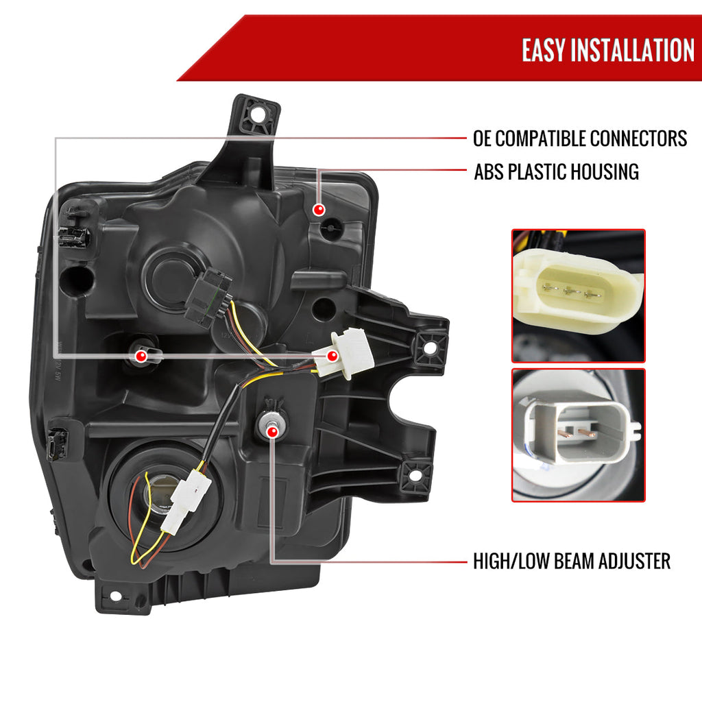 2008-2010 Ford F-250/F-350/F-450/F-550 Super Duty LED Sequential Signal Factory Style Headlights (Chrome Housing/Clear Lens)