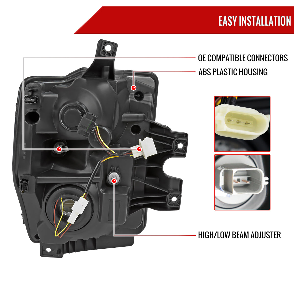 2008-2010 Ford F-250/F-350/F-450/F-550 Super Duty LED Sequential Signal Factory Style Headlights (Chrome Housing/Clear Lens)