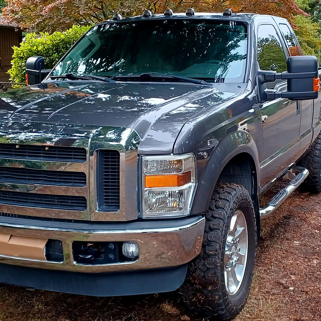 2008-2010 Ford F-250/F-350/F-450 Super Duty Factory Style Headlights w/ Amber Reflectors (Chrome Housing/Clear Lens)