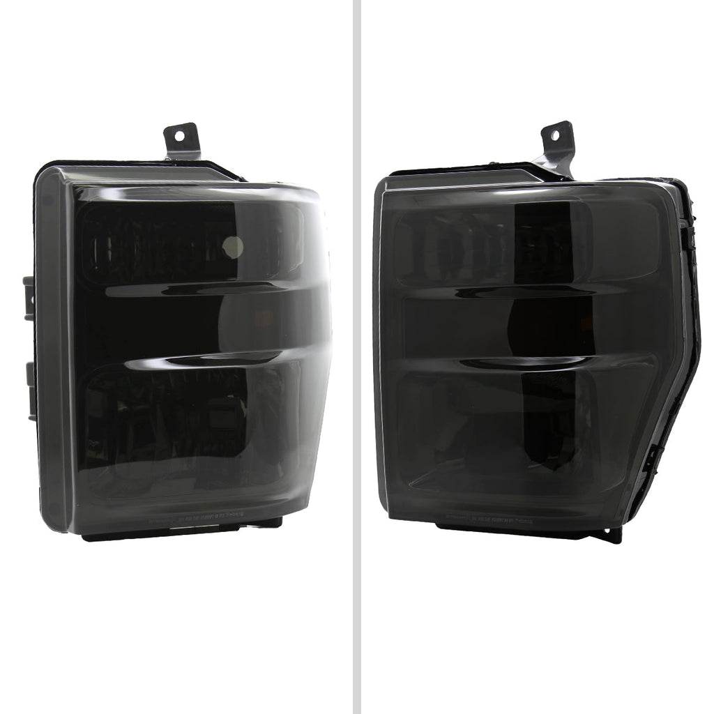 2008-2010 Ford F-250/F-350/F-450 Super Duty Factory Style Headlights w/ Amber Reflectors (Chrome Housing/Smoked Lens)