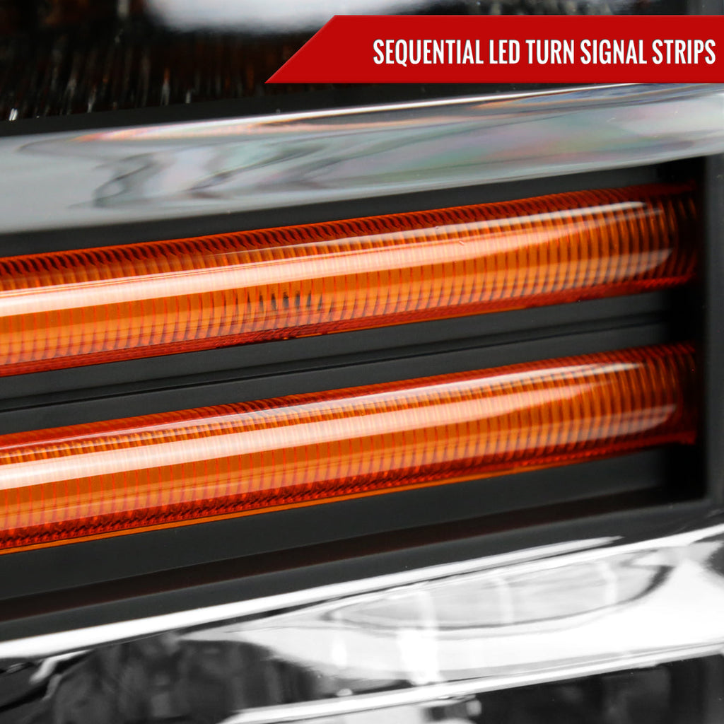 2008-2010 Ford F-250/F-350/F-450/F-550 Super Duty LED Sequential Signal Factory Style Headlights (Matte Black Housing/Clear Lens)