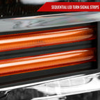 2008-2010 Ford F-250/F-350/F-450/F-550 Super Duty LED Sequential Signal Factory Style Headlights (Matte Black Housing/Clear Lens)