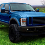2008-2010 Ford F-250/F-350/F-450/F-550 Super Duty LED Sequential Signal Factory Style Headlights (Matte Black Housing/Clear Lens)