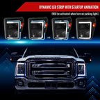2011-2016 Ford F-250/F-350/F-450/F-550 Super Duty LED C-Bar Factory Style Headlights (Matte Black Housing/Clear Lens)
