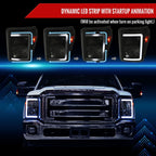 2011-2016 Ford F-250/F-350/F-450/F-550 Super Duty LED C-Bar Factory Style Headlights (Black Housing/Smoked Lens)