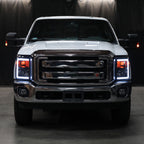 2011-2016 Ford F-250/F-350/F-450/F-550 Super Duty LED C-Bar Factory Style Headlights (Black Housing/Smoked Lens)