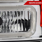 1999-2004 Ford F-250/F-350/F-450/F-550/2000-2004 Excursion Euro Factory Style Headlights with Dual LED C-Bar  (Chrome Housing/Clear Lens)