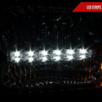 1999-2004 Ford F-250/F-350/F-450/F-550/Excursion Crystal Headlights w/ SMD LED Light Strip (Chrome Housing/Clear Lens)