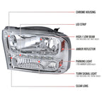 1999-2004 Ford F-250/F-350/F-450/F-550/Excursion Crystal Headlights w/ SMD LED Light Strip (Chrome Housing/Clear Lens)