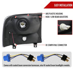 1999-2004 Ford F-250/F-350/F-450/F-550/Excursion Crystal Headlights w/ SMD LED Light Strip (Matte Black Housing/Clear Lens)