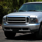 1999-2004 Ford F-250/F-350/F-450/F-550/2000-2004 Excursion Euro Factory Style Headlights with Dual LED C-Bar  (Chrome Housing/Smoked Lens)
