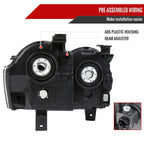 2005-2007 Jeep Grand Cherokee Factory Style Headlights (Matte Black Housing/Clear Lens)