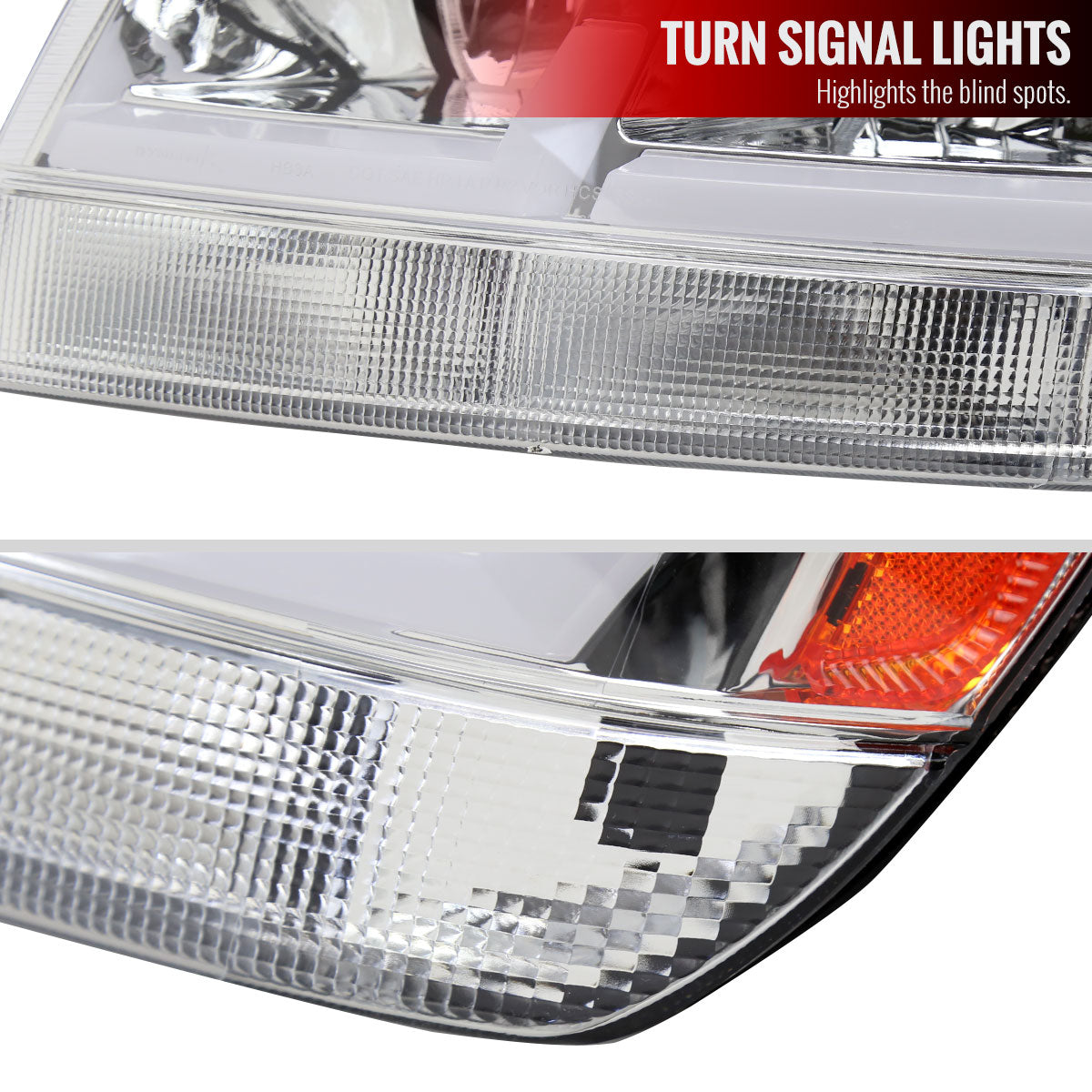 1999-2004 Jeep Grand Cherokee Factory Style Dual LED Bar Headlights (Chrome Housing/Clear Lens)