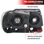 1999-2004 Jeep Grand Cherokee Factory Style Dual LED Bar Headlights (Chrome Housing/Smoked Lens)