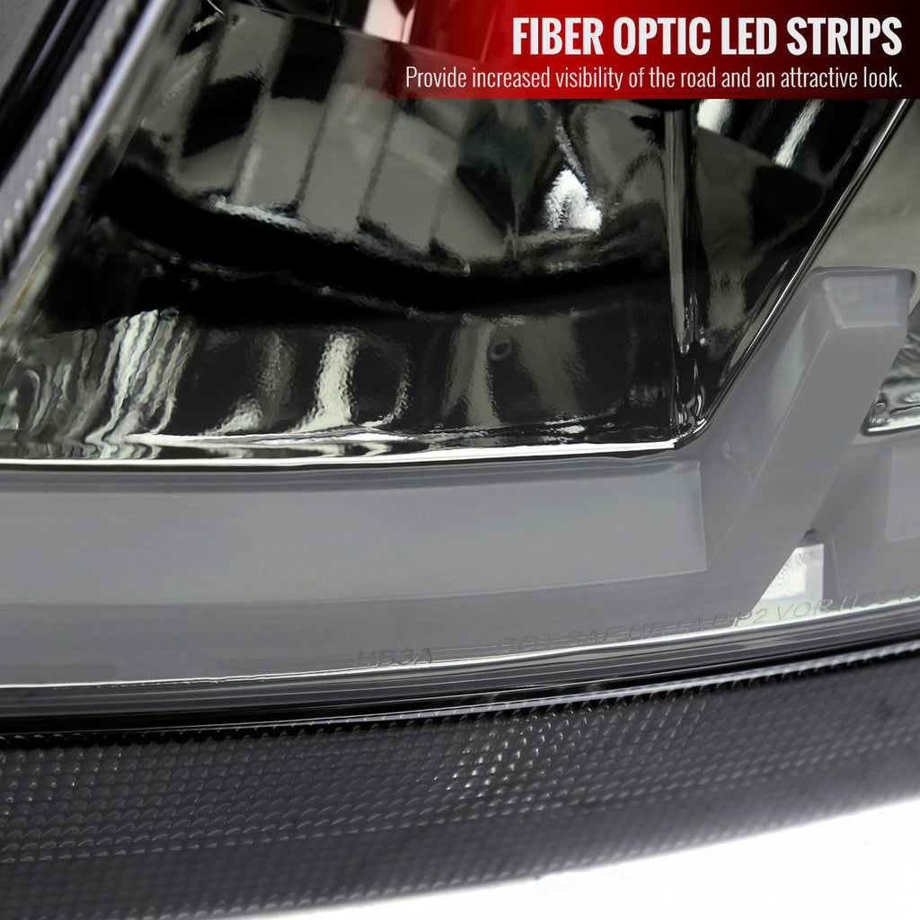 1999-2004 Jeep Grand Cherokee Factory Style Dual LED Bar Headlights (Chrome Housing/Smoked Lens)