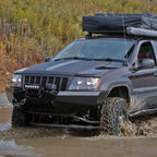 1999-2004 Jeep Grand Cherokee Factory Style Crystal Headlights w/ Amber Reflectors (Matte Black Housing/Clear Lens)