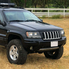 1999-2004 Jeep Grand Cherokee Factory Style Crystal Headlights w/ Amber Reflectors (Matte Black Housing/Clear Lens)
