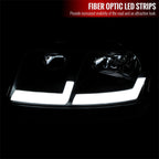 1999-2004 Jeep Grand Cherokee Factory Style Dual LED Bar Headlights (Matte Black Housing/Clear Lens)