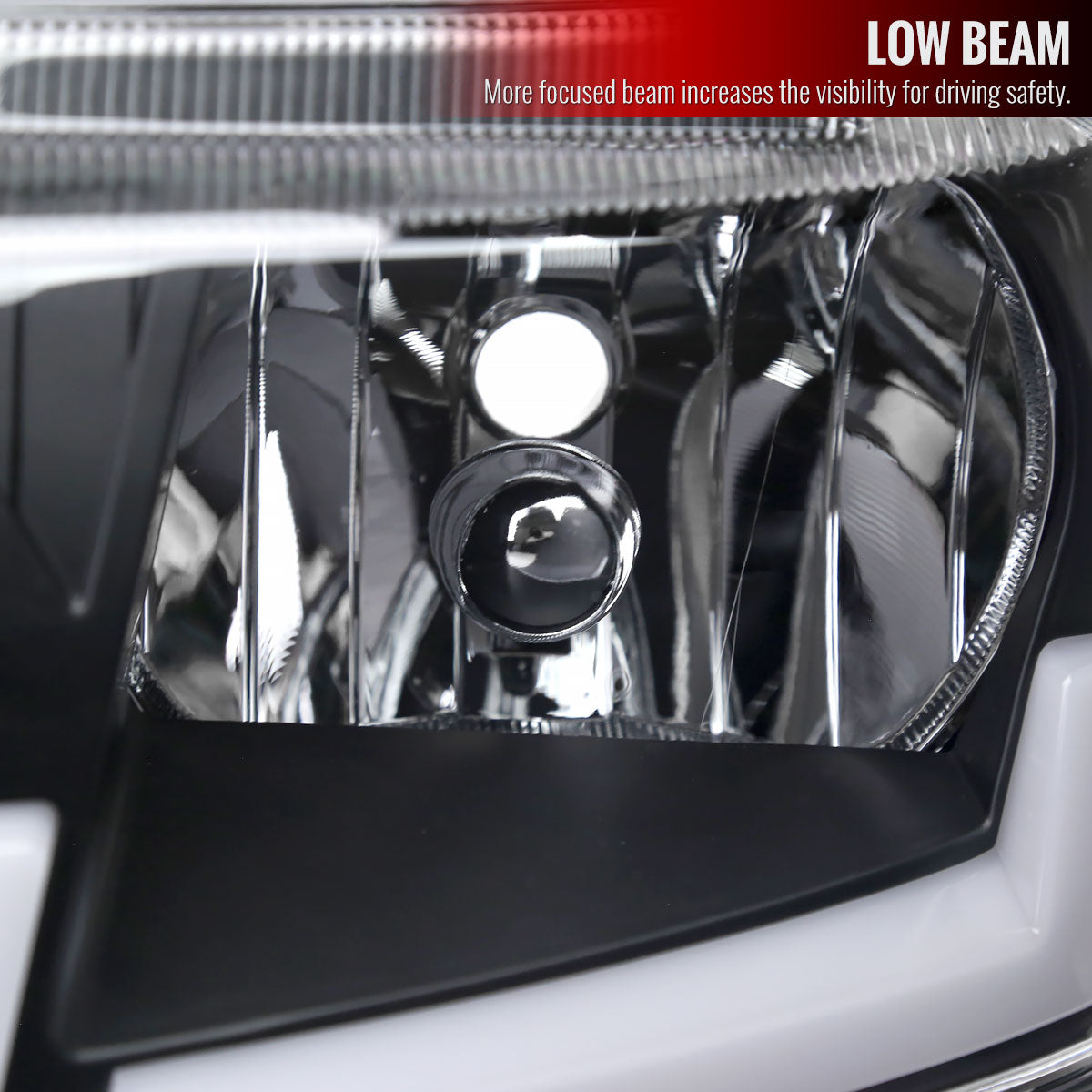 1999-2004 Jeep Grand Cherokee Factory Style Dual LED Bar Headlights (Matte Black Housing/Clear Lens)