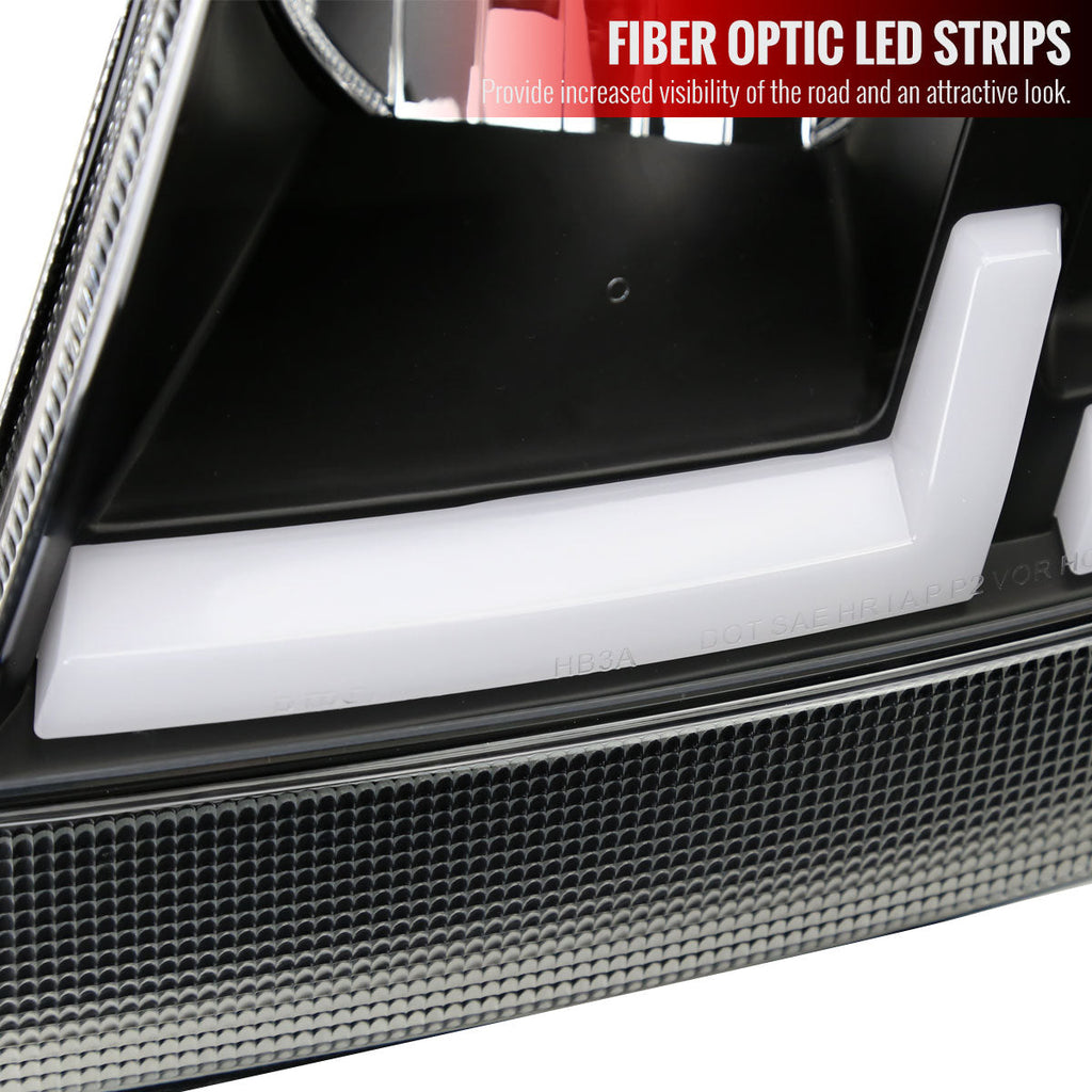 1999-2004 Jeep Grand Cherokee Factory Style Dual LED Bar Headlights (Matte Black Housing/Clear Lens)