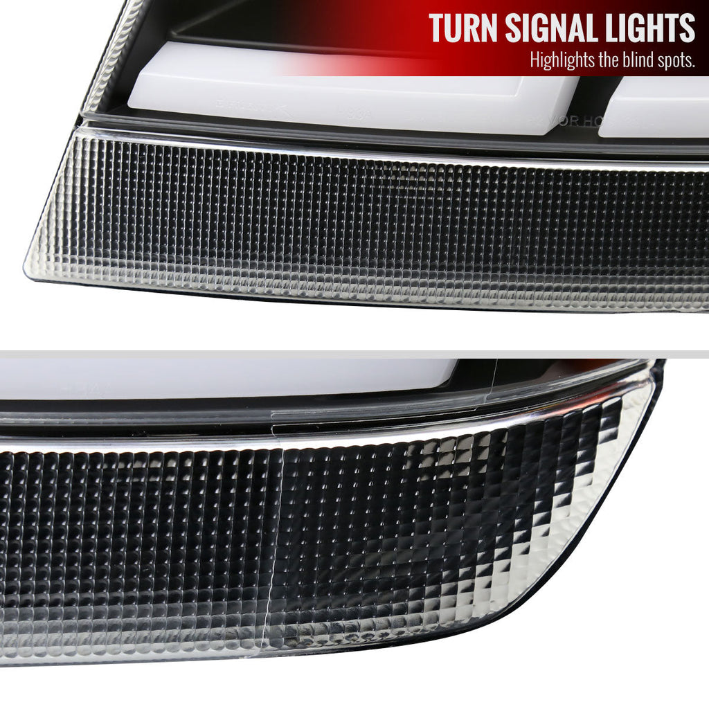 1999-2004 Jeep Grand Cherokee Factory Style Dual LED Bar Headlights (Matte Black Housing/Clear Lens)