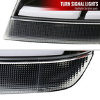1999-2004 Jeep Grand Cherokee Factory Style Dual LED Bar Headlights (Matte Black Housing/Clear Lens)