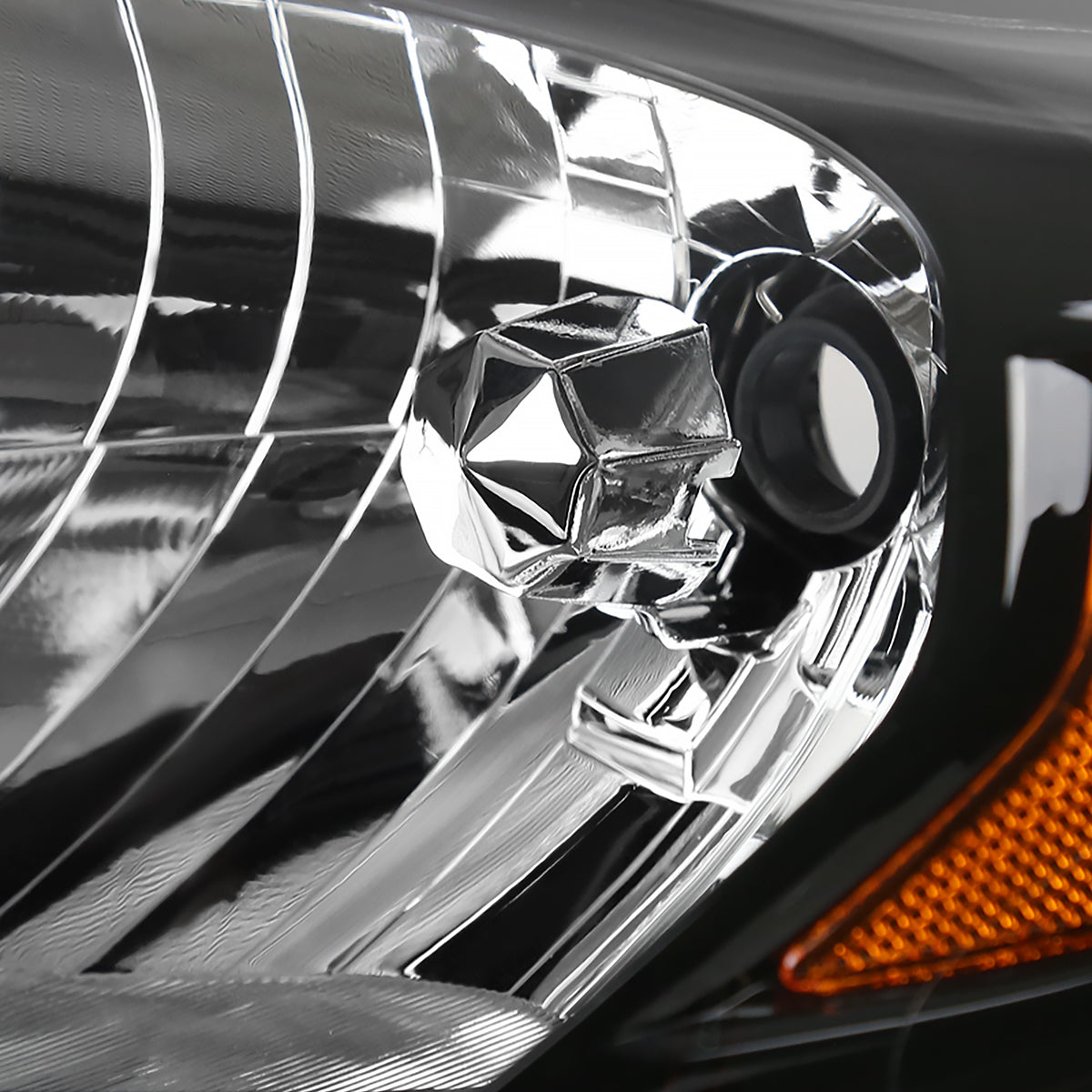 2016-2018 Honda HR-V Crystal Headlights w/ Amber Reflectors (Glossy Black Housing/Clear Lens)