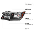2009-2020 Dodge Journey Factory Style Headlights (Matte Black Housing/Clear Lens)